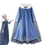 Kids Girls Elsa2 Fur Collar Dress Costume (3y- 7y)
