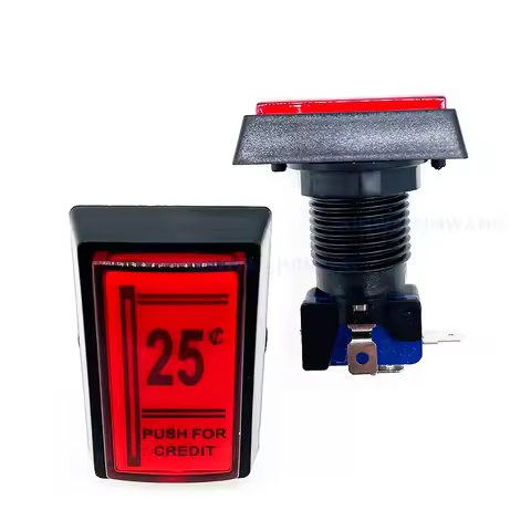 1 Piece 25 Cent Red Push 12V LED Button Microswitch 33X50MM Rectangle Mechanism For Credit Coin Arca