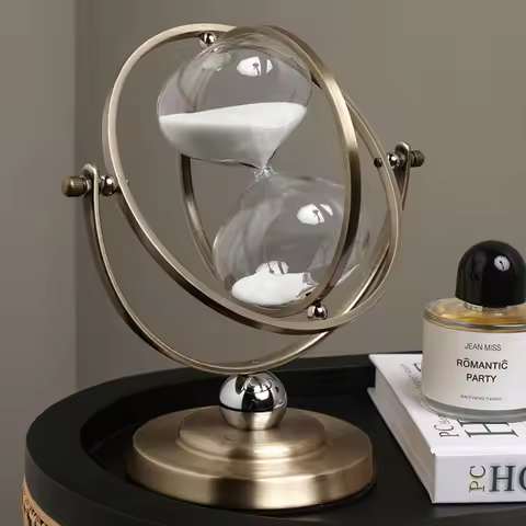 1 Hour Hourglass Globe Timer Brass Sand Clock Vintage Sandglass Time Desktop Decor Luxury Living Roo