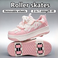 2 In 1 Heelys Cute for Girls Retractable Casual Sneakers 4 Wheels Kids Roller Skate Shoes Breathable