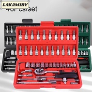 LAKAMIRY 46pcs Torque Wrench Combo Kit, with Storage Toolbox Carbon Steel Ratchet Wrench Set, Useful