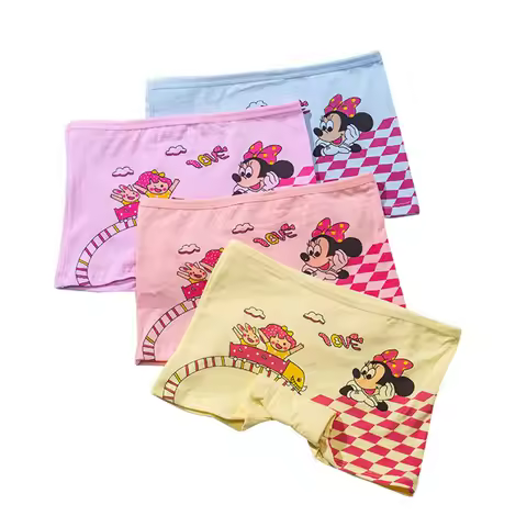 4pcs/Lot Girl Underwear Cute Printing Briefs Baby Kids Minnie Underpants 95% Cotton Cute Floral Chil