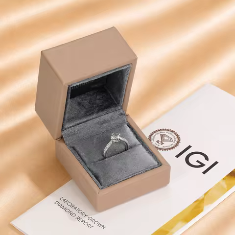 Custom Lab Grown Diamond 1ct to 3ct 9K 14K Gold VVS Clarity D Color Wedding Anniversary Promise Enga