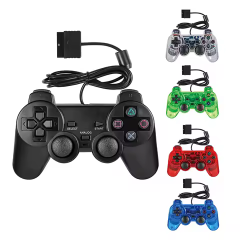 Transparent Wired Gamepad for PS2 Controller for PS2/PS1 Joystick for Playstation 2 /1 Vibration Sho