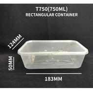 TAGE T750 Rectangular Container with Lid (50set±)/(750ml) Disposable Plastic Food Container