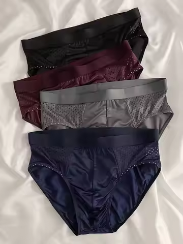 4PCS fashionable men's underwear mesh breathable men's briefs