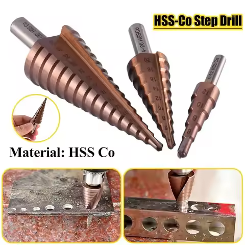 1pc HSS CO M35 Triangle Shank 4-12/4-20/4-32mm Straight Groove Broca Metal Step Cone Drill Bit Stain