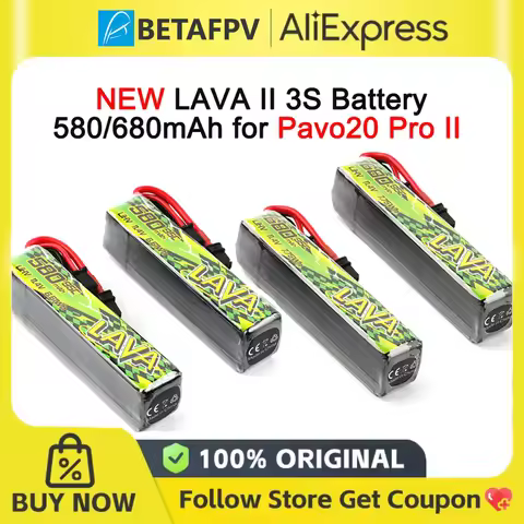 2026 580mAh/ 680mAh LAVA II 3S 95C Lipo Battery BETAFPV 11.4V for Pavo20 Pro II RC Helicopter Quadco
