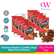 Twisties Chachos Tortilla Corn Chips Curry/Cheese/Bbq Bundle ( 70g x 10 Pack) | Tes Tortilla Chips B