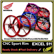 EXCEL 511 FG511 CNC LAY SPORT RIM SET HONDA EX5DREAM W100 W125 W110 DASH110 FUTURE125 WAVE DX CX ALP
