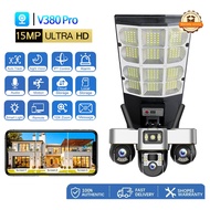 V380 Solar ultra big Street Lights CCTV Camera Three Lens Wifi Wireless Outdoor Waterproof Built-in 