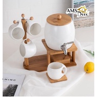 💥 Ceramic juice dispenser 💥juice dispenser with bamboo wood stand 💥