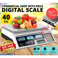 40kg Electronic Digital Price Computing Rechargeable Supermarket Counting Scale Penimbang Harga Timb