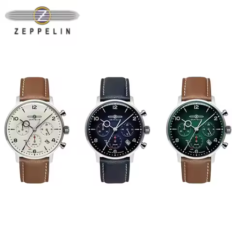 Business Zeppelin Automatic Date Multifunctional Chronograph Hindenburg Series Top Leather Quartz Wa