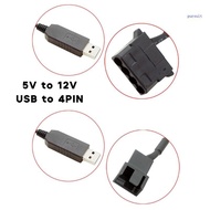 【SUIT*】 USB to 4Pin PWM 5V to 12V Boost Line USB Sleeved PC Fan Power Adapter Connector
