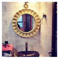 全城熱賣 - 浴室衛浴鏡玄關裝飾鏡（小號仿古金(尺寸：寬65*高65CM)