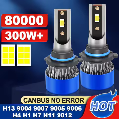 80000LM 9012 HIR2 Canbus LED Headlight 300W H1 H4 H7 H11 9005 HB3 9006 HB4 Car Lights Bulbs 6000K Wh