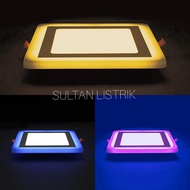 LAMPU PLAFON 2 WARNA INBOW (TANAM) 3+3 WATT KOTAK & BULAT / LAMPU DOWNLIGHT AC 220V 2 WARNA