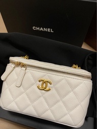 Chanel 23P 白色 心心 長盒子 可調校 袋