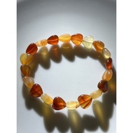 #B552  100% Natural Translucent Heart Agate Bracelet  H10.4 mm x L 9.4mm x W 5.8mm