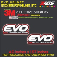 evo helmet stickers 3M reflective printed laminated sticker for helmet, motorcyle gadgets, etc.
