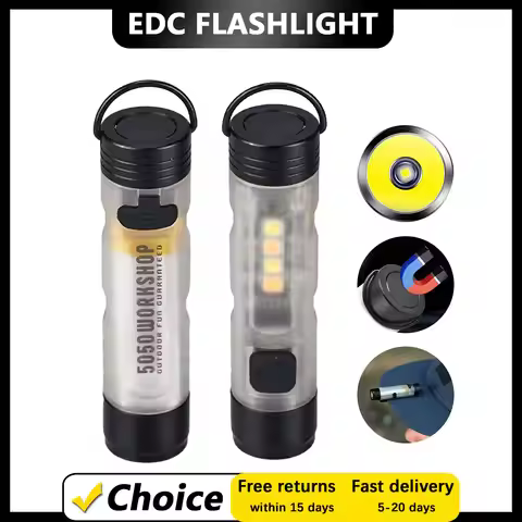 Magnetic Clip-On Flashlight 400m, 10 Modes 5050 LED Key Light for Camping, Cycling, Workshop (1-5 Pa