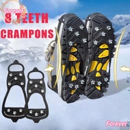 FOREVER 1 Pair Ice Gripper Spike, 5/8 Teeth Universal Shoes Crampons,  Spike Anti-Slip Spike Grips C