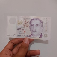 Uang Kertas 2 Singapore Dollar Second Original Preloved