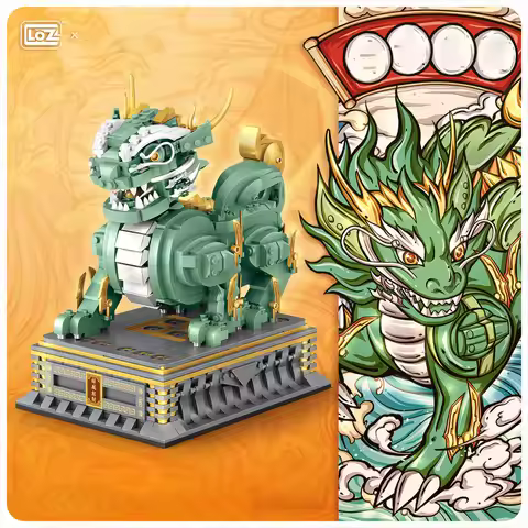 LOZ-1434PCS Kylin mascot Bully Dragon model mini creative landscape decoration building blocks for b