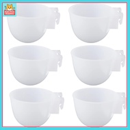 GQBN44V3 6 Pcs Plastic Mini Hanging Feeder Convenient White Food Basin Dish Container Portable Feeding Bowl