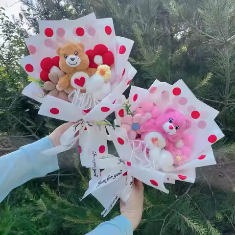 Genuine Care Bears Soft Plush Dolls With Sunflowers Creative Flower Bouquets Christmas Birthday Grad