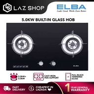 Elba 5.0kW 2 Burner Built In Glass Hob EGH-K8842G(BK) | EGH-G8522G(BK) | Cast Iron Pan Support | Rubine RGH-VISTA2B-BL | Gas Stove