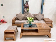 Bộ bàn ghế phòng khách sofa 3 món gỗ sồi G07 miễn phí lắp đặt giao hàng giá tại xưởng bao giá tốt