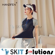 2 Pcs/Set Women Swimming Suit Attire Swim Wear Swimwear Swimsuit Short Sleeve Top Shirt+Bottom Pants