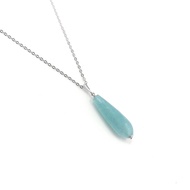 Premium Natural Blue Amazonite Teardrop Pendant Necklace