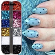 WURIMH924YYI Nail Sequins, Round Glitter Y2K Cute Nail Flakes, 12 Grids Mini Kawaii Black White Silv