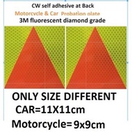 Probation plate, p plate (3M fluorescent diamond grade reflective self adhesive sheet) car Motorbike