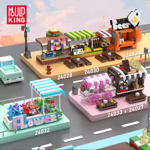 MOULD KING Mini Street Scene 24025-24034 City Building Blocks Brick Educational Assembly Gift Flower