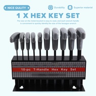 10PCS Imperial Hex Key T-Handle Set 3/32"-3/8" T-Handle Allen Wrench Set with Storage Rack for Autom