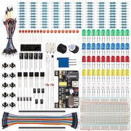 Basic Starter Kit for Arduino,Breadboard, Power Supply, Jumper Wires, Resistors, LED, Electronic Fun