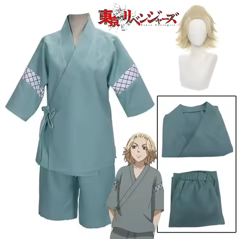Anime Tokyo Revengers Manjiro Sano Takemichi Hanagaki Cosplay Costume Wig Mikey Japanese Kimono Card
