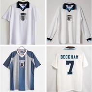 1996 England Retro Football Jersey - Vintage English Soccer Shirt Long Sleeve (David Beckham Style)
