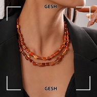 GESH Colorful Necklace, Double-layer Elegant Beaded Necklace, Fashion Irregular Exaggerate Jewelry A