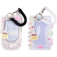 2 Pack Plastic Photocard ID Badge Holder with Keychain, Transparent Bow Tie & Flower Card Protector,