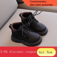 YQ59 Boy Worker Boots Dr. Martens Boots2022New Children's Cotton Boots Leather Boots Girls' Single-Layer Boots Little Ki