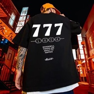 COD春夏热销【Plus Size M-5XL】Men T-shirt Oversize Fashion Trend Letters 777 Print Shirt Men Short Sleeve 