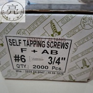 [WHOLESALE] CONTENTS 2000 PCS F+AB fh+ 6 X 3/4" [1.9CM] Lion Taping Screws Per Box Tapping Screws
