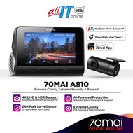 70mai A810 Car Recorder Dash Cam 4K UHD with Sony Starvis 2 IMX678 Support Dual Channel Recording (Front + Rear) &amp; HDR