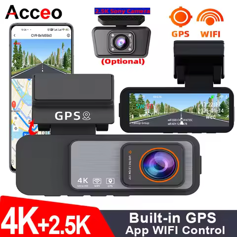 Dash Cam 4K UHD Recording Car Camera DVR Night Vision Video Recorder GPS Wi-Fi Support Dual Lens Roo