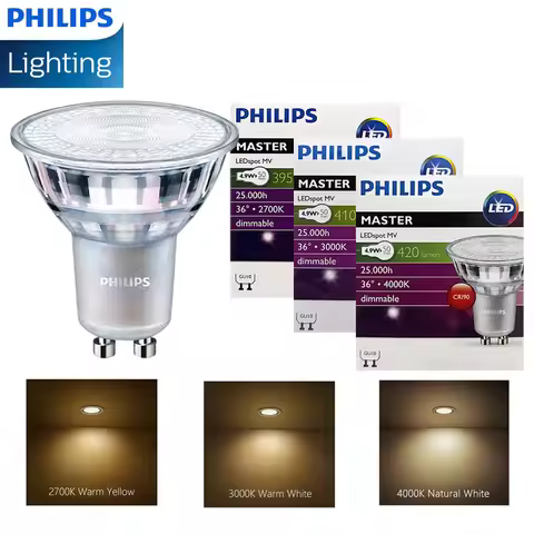 PHILIPS GU10 PAR16 4.9W LED MASTER LEDspot 220-240V Bulb Dimmable 2700K 3000K 400K Warm White Replac
